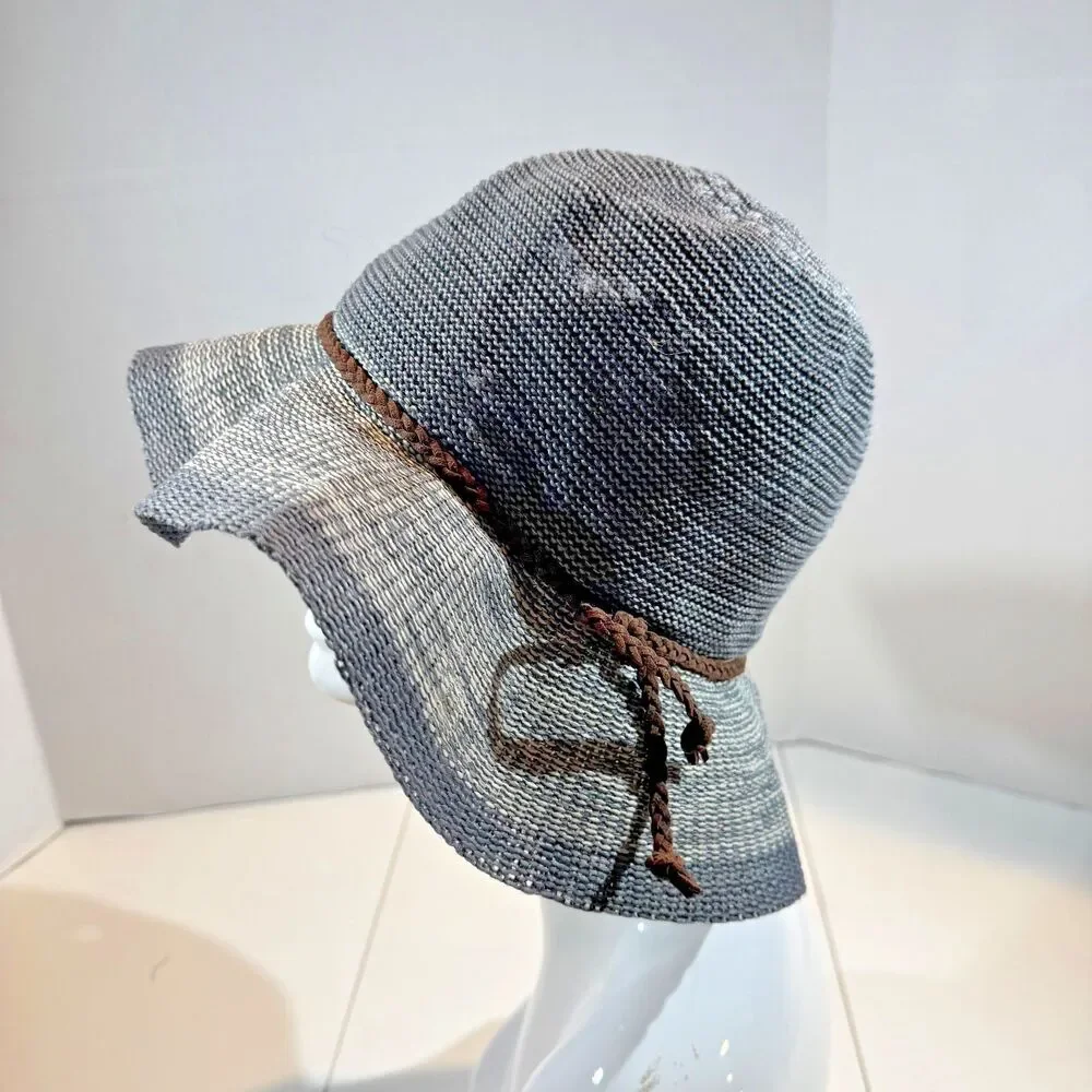 Peter Grimm Gray Woven Sun Hat, Signature Relaxed Bucket Silhouette One Size